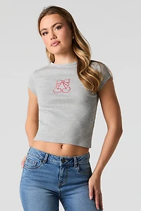 Graphic Ribbed Fitted T-Shirt