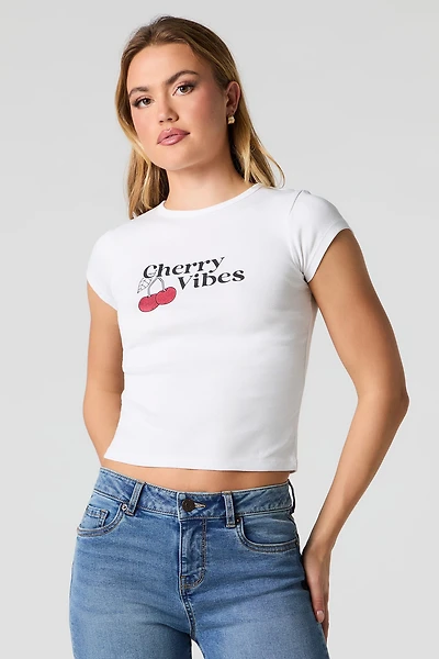 T-shirt ajusté côtelé à broderie
