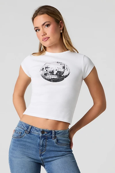 Graphic Ribbed Fitted T-Shirt