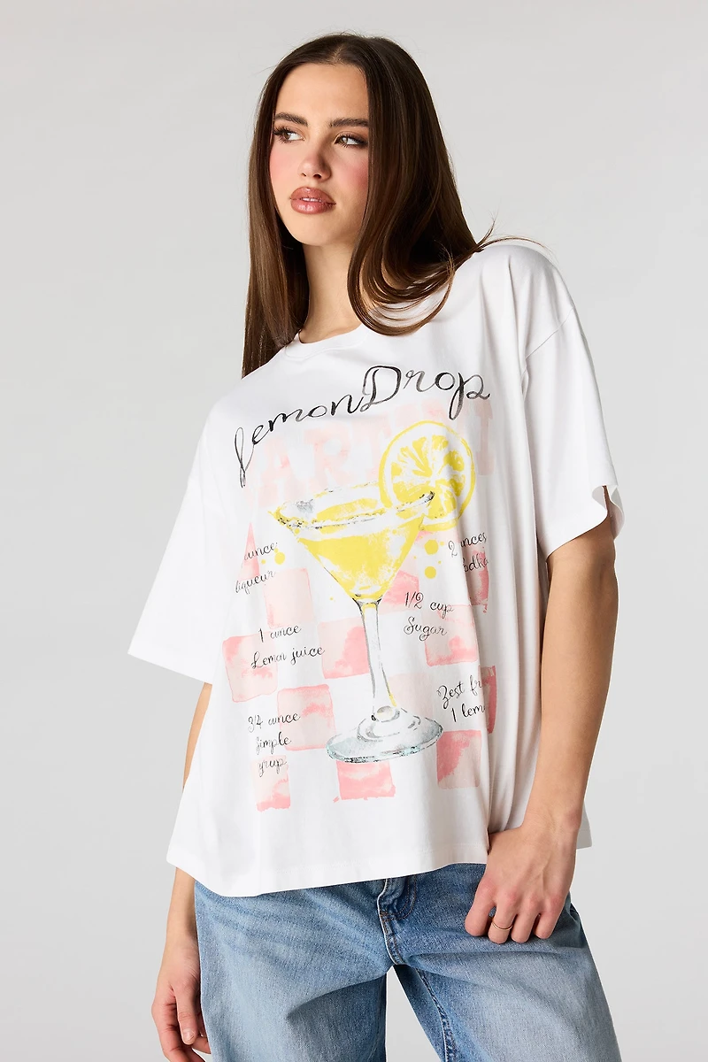 T-shirt de coupe garçonne à imprimé Cocktail