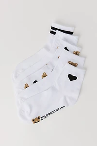 Chaussettes un quart à imprimé d'ours et de coeur (paquet 5)