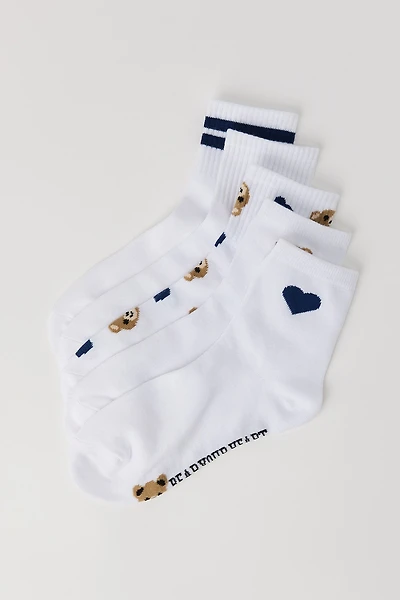 Chaussettes un quart à imprimé d'ours et de coeur (paquet 5)