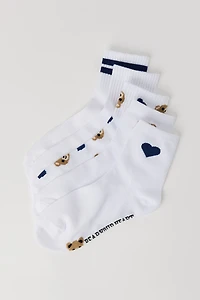 Chaussettes un quart à imprimé d'ours et de coeur (paquet 5)