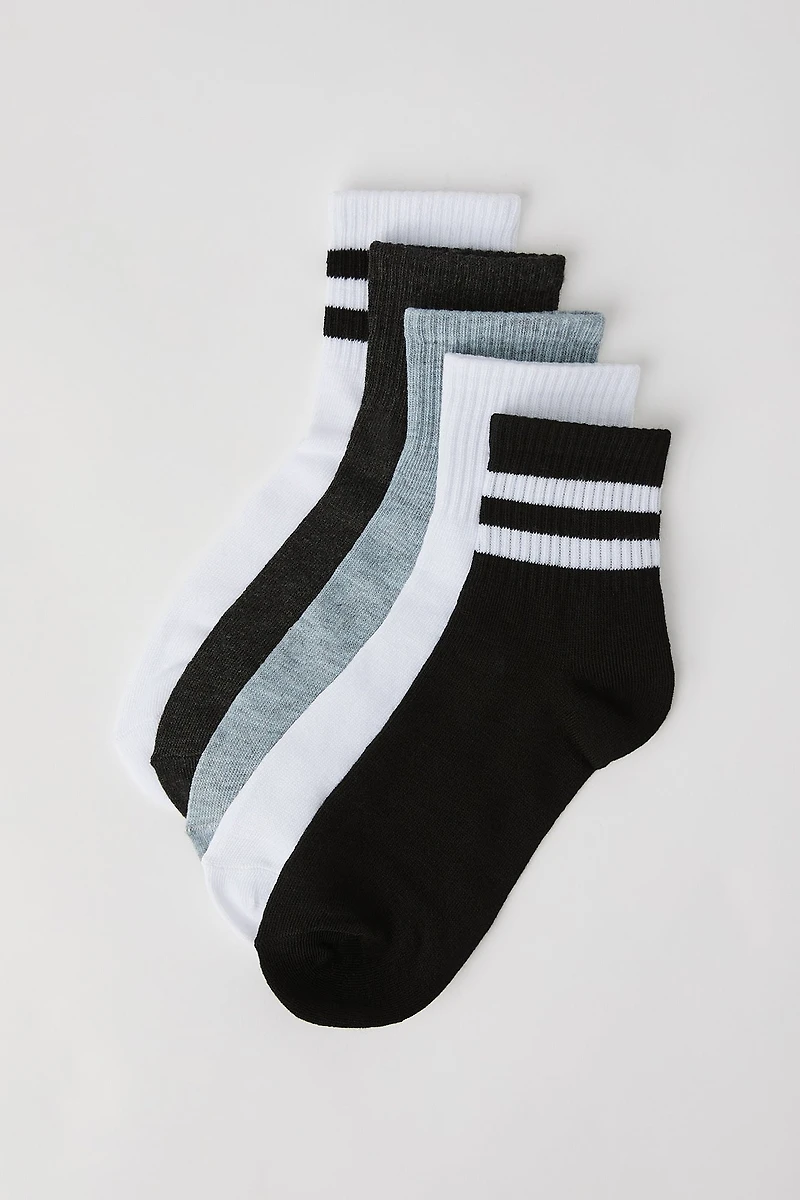 Striped & Solid Quarter Socks (5 Pack)