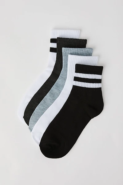 Striped & Solid Quarter Socks (5 Pack)