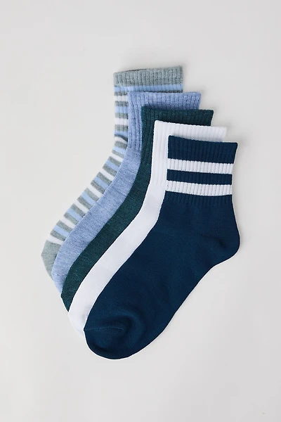 Striped & Solid Quarter Socks (5 Pack)
