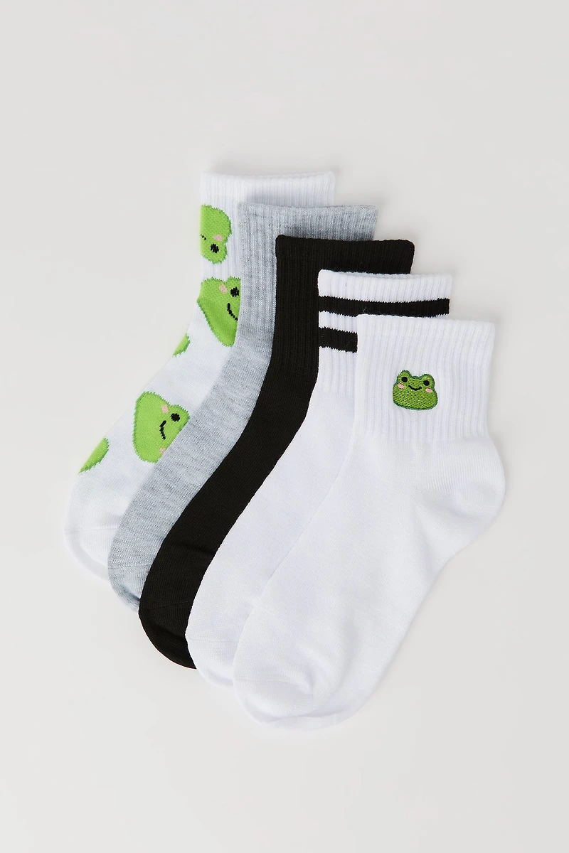 Critter Embroidered Quarter Socks (5 Pack)