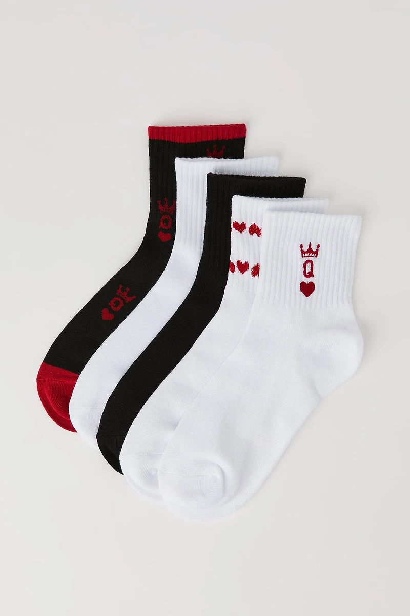 Embroidered Quarter Socks (5 Pack)