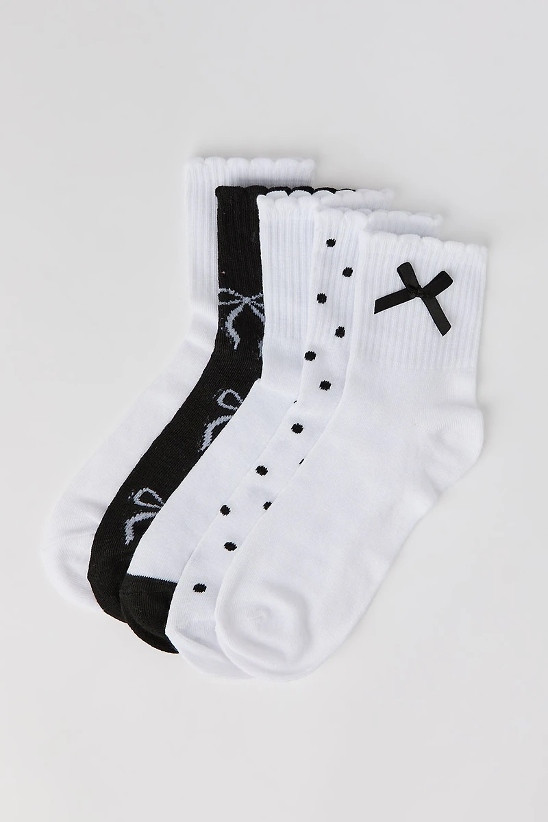 Bow Quarter Socks (5 Pack)