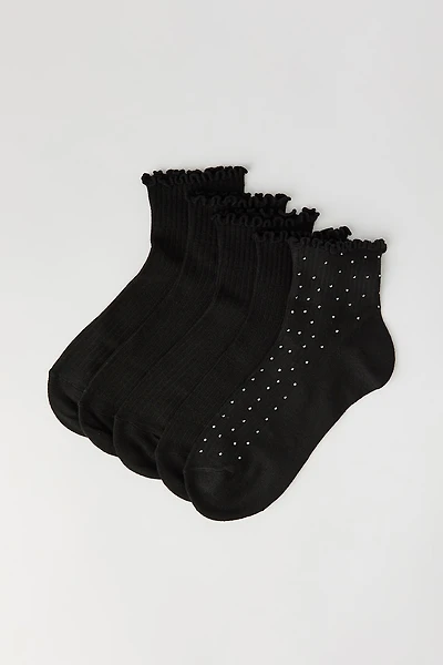 Rhinestone Ruffle Socks (5 Pack)