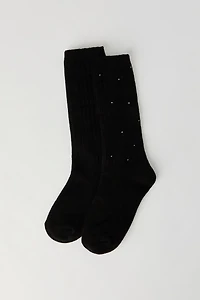 Rhinestone Slouchy Knit Socks (2 Pack)