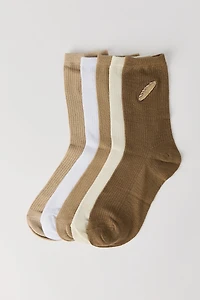 Socquettes côtelées brodées (paquet de 5)