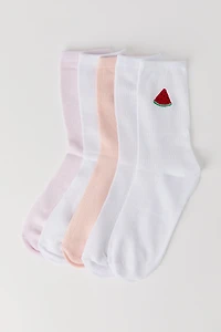 Socquettes côtelées brodées (paquet de 5