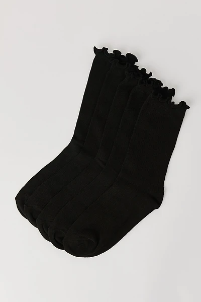 Ruffle Trim Crew Socks (5 Pack)