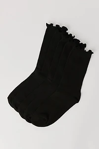 Ruffle Trim Crew Socks (5 Pack)