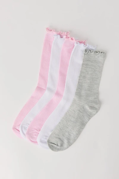 Ruffle Trim Crew Socks (5 Pack)