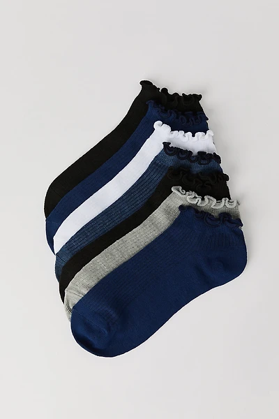 Ruffle Trim Ankle Socks (7 Pack)