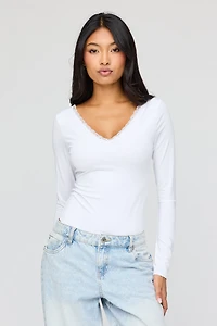 Maillot profilé en tissu lourd de luxe avec encolure V