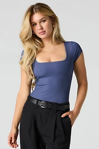 Ribbed Square Neck Bodysuit