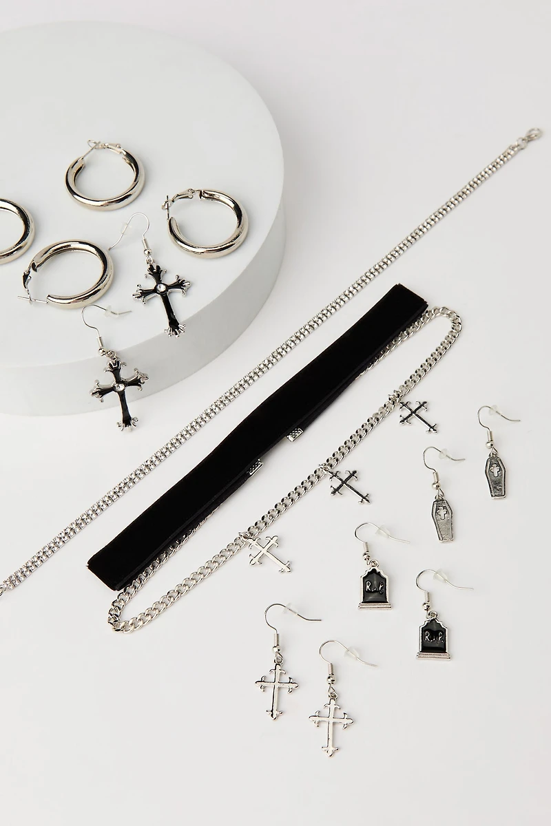 Ensemble avec collier et boucles d'oreilles d'Halloween (Paquet de 9)