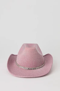 Chapeau de cowboy avec pierres du Rhin chatoyantes