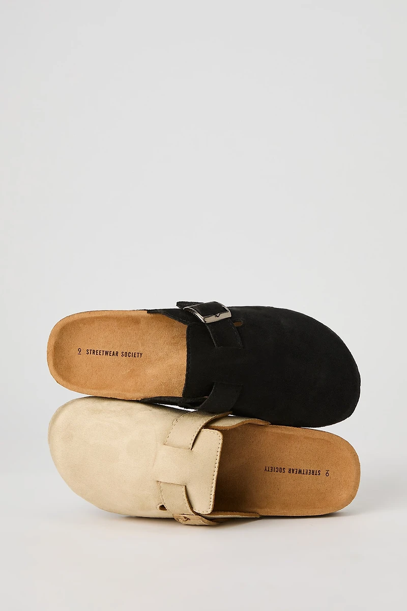 Faux Suede Buckle Clog