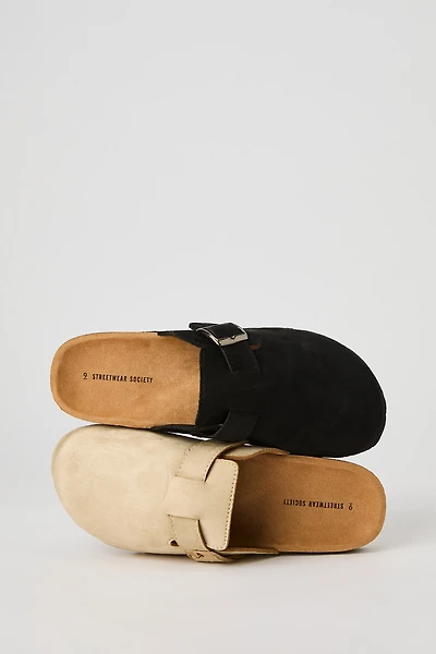 Faux Suede Buckle Clog