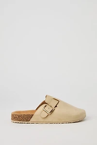 Faux Suede Buckle Clog