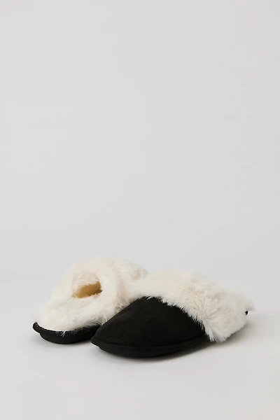 Faux Fur Collared Slippers