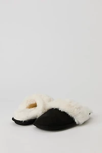 Faux Fur Collared Slippers