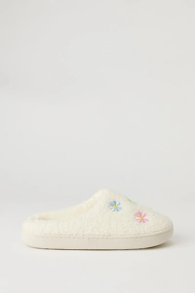 Pantoufles fleuries en Sherpa