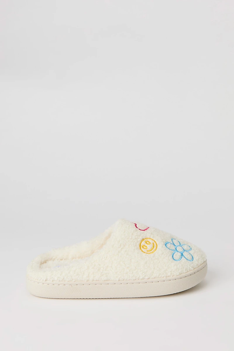 Flower Heart Sherpa Slippers