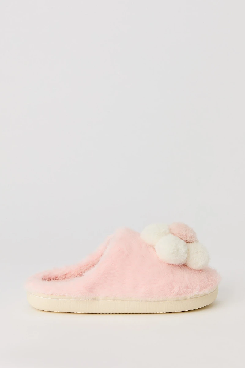 Pantoufles avec fleur en similifourrure