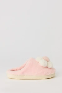 Pantoufles avec fleur en similifourrure