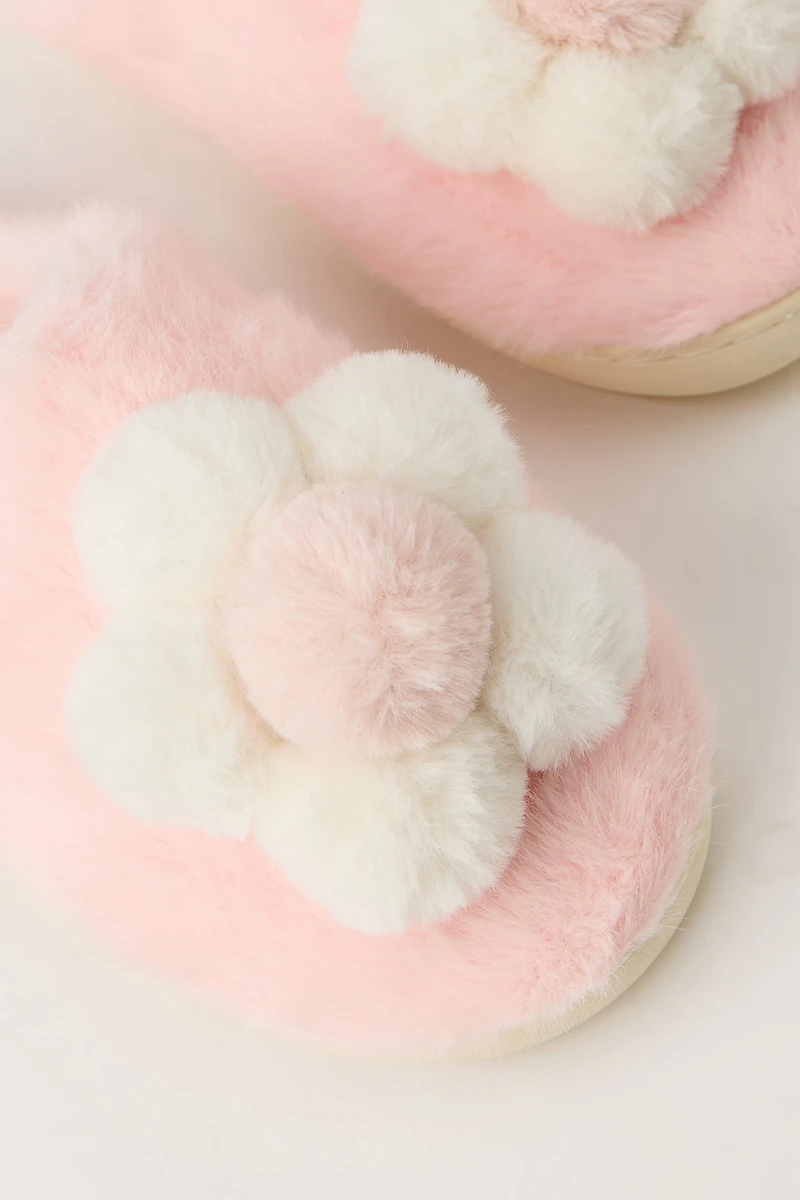 Faux Fur Flower Slippers