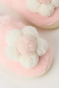 Faux Fur Flower Slippers