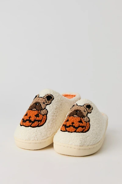 Halloween Frenchie Sherpa Slippers