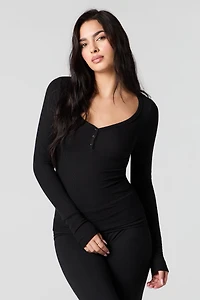 Ribbed Classic Henley Top