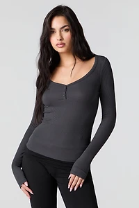 Ribbed Classic Henley Top