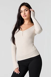 Haut Henley côtelé classique