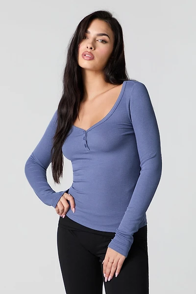 Ribbed Classic Henley Top