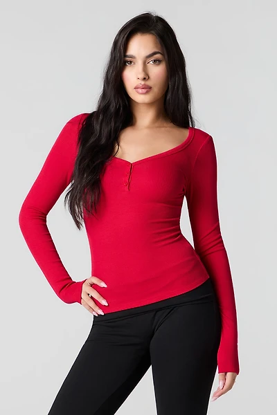 Ribbed Classic Henley Top