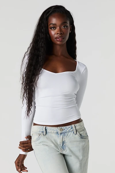 Haut Contour à encolure en coeur et manche longue