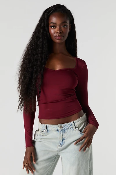 Haut Contour à encolure en coeur et manche longue