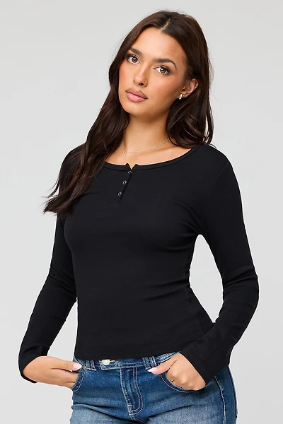Henley Long Sleeve Top