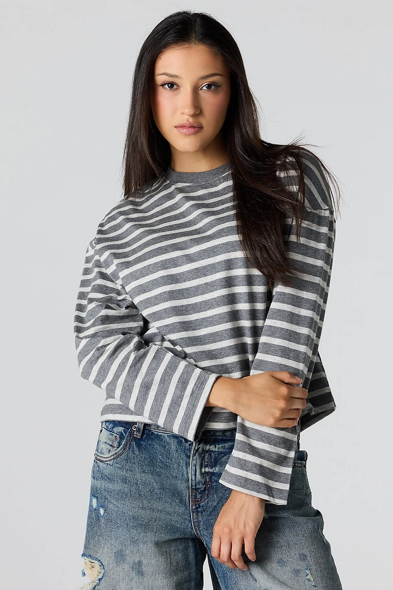 Striped Boxy Long Sleeve Top