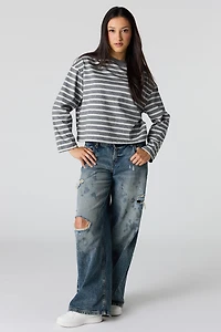 Striped Boxy Long Sleeve Top