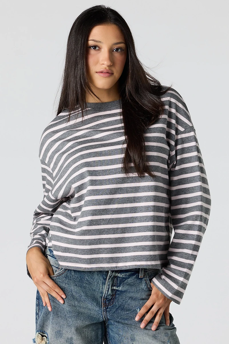 Striped Boxy Long Sleeve Top