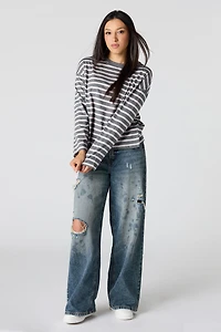 Striped Boxy Long Sleeve Top
