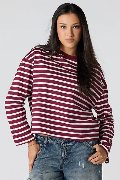 Striped Boxy Long Sleeve Top